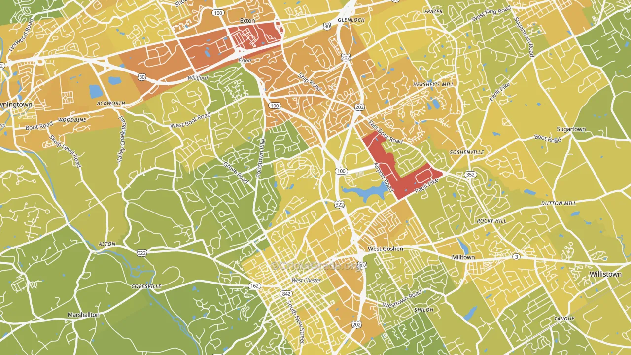 19380, PA Map of Vehicle Theft Rates