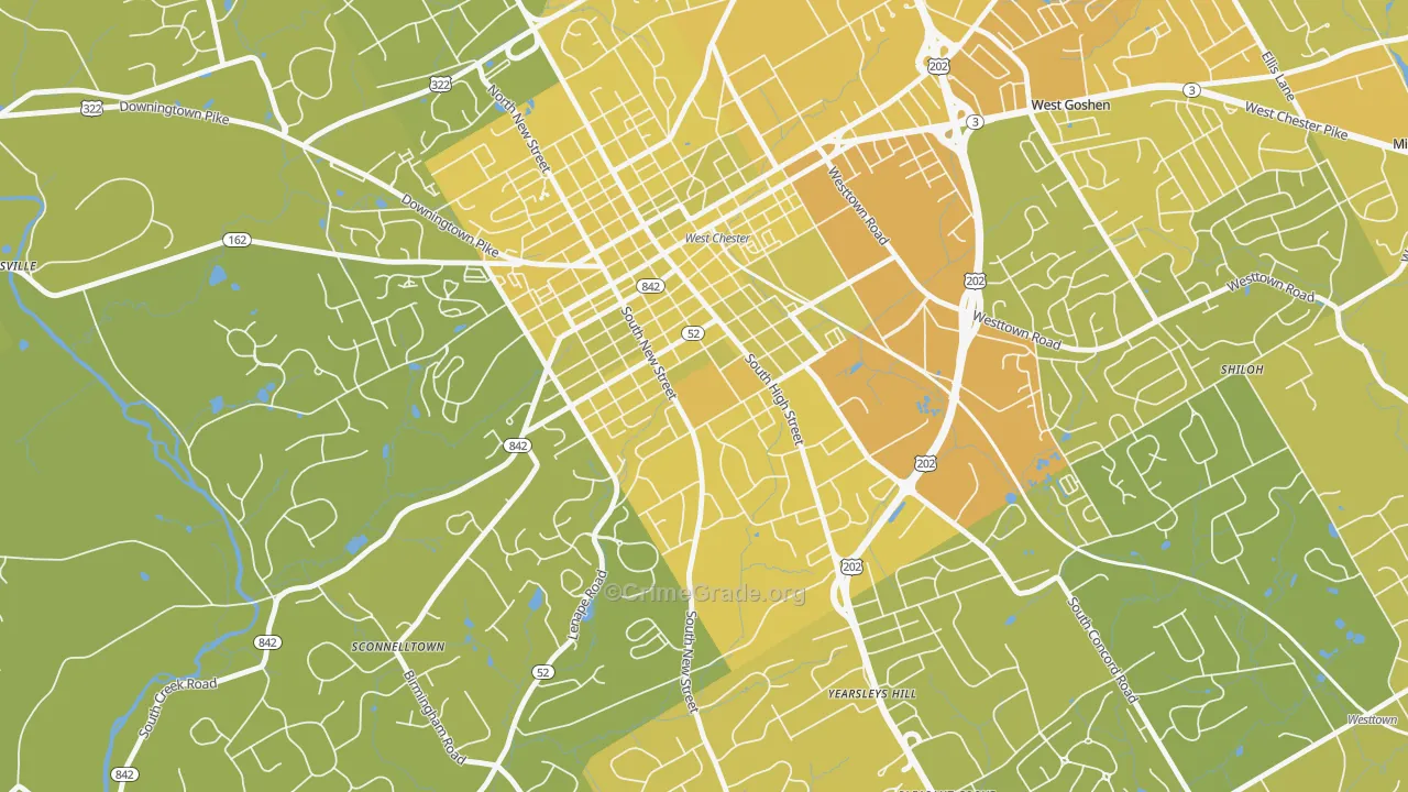 19383, PA Map of Vehicle Theft Rates