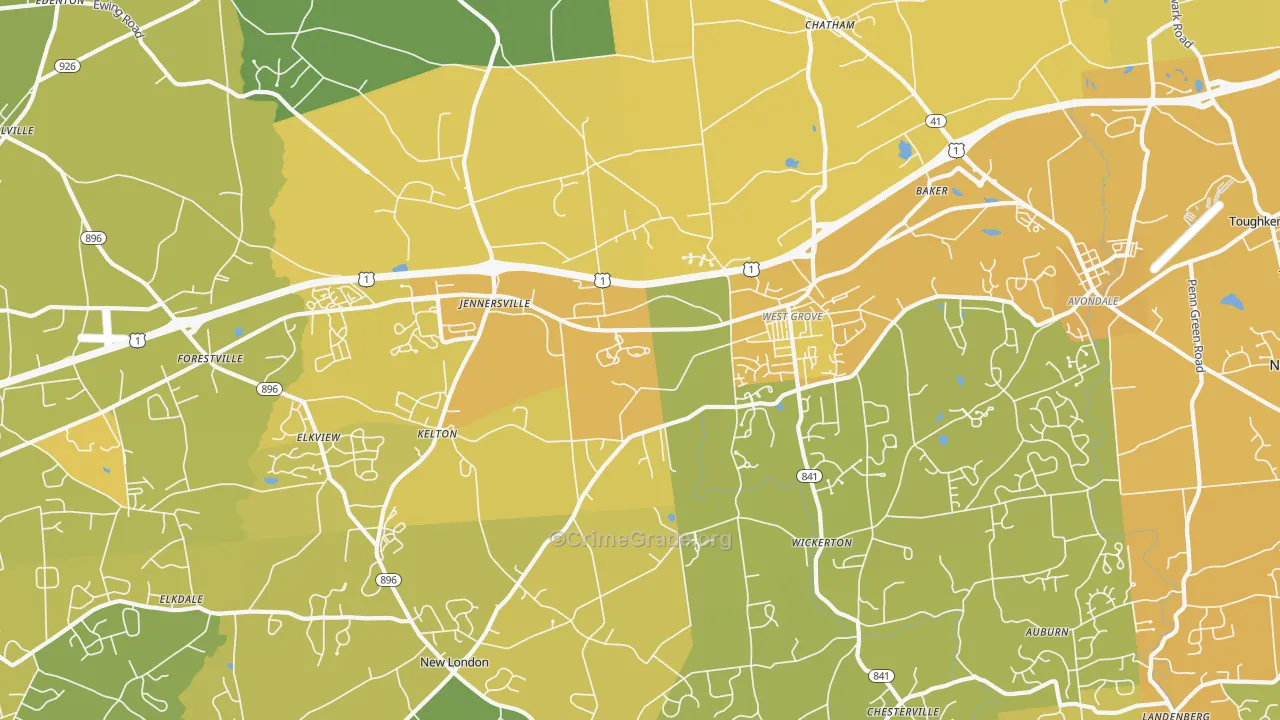 19390, PA Map of Vehicle Theft Rates