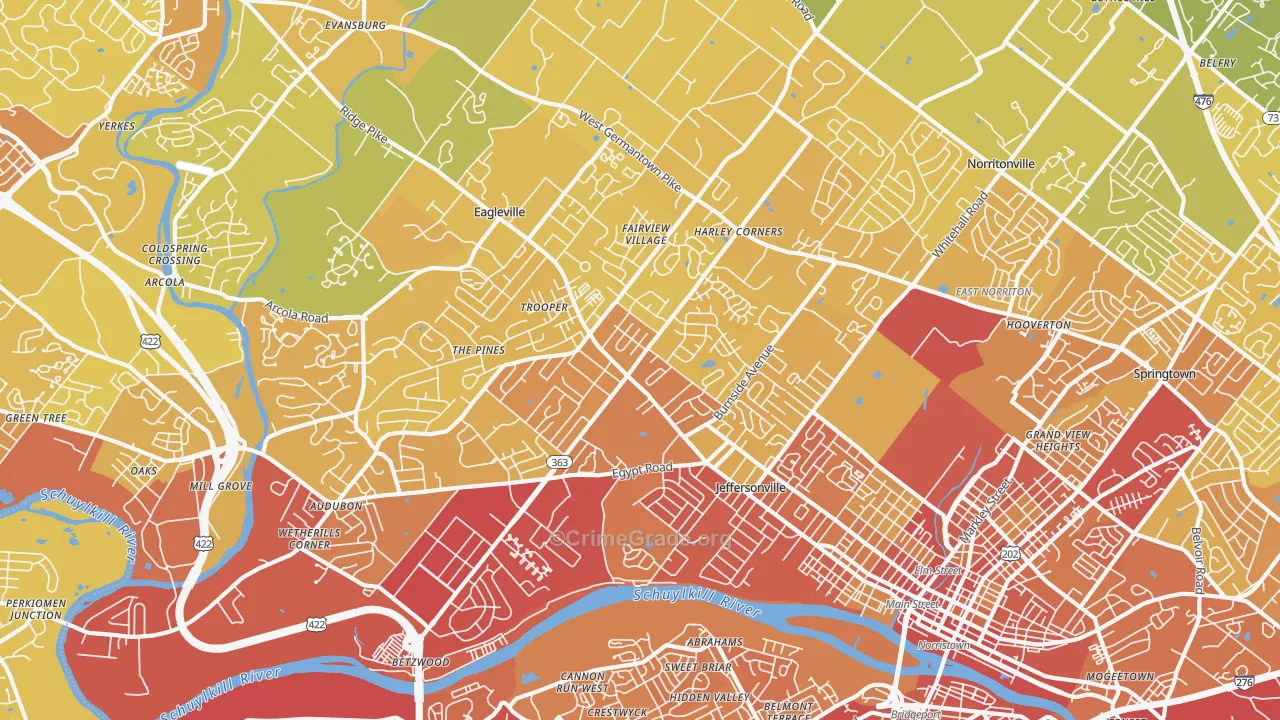 19403, PA Map of Vehicle Theft Rates