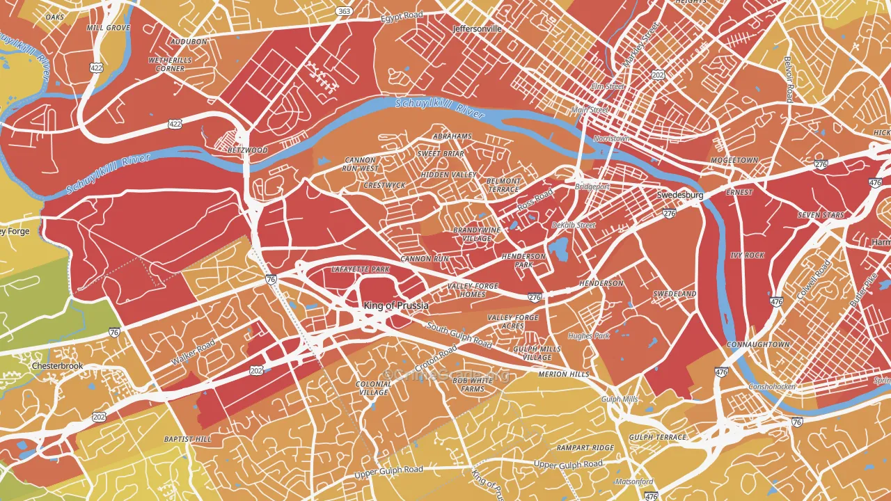 19406, PA Map of Vehicle Theft Rates