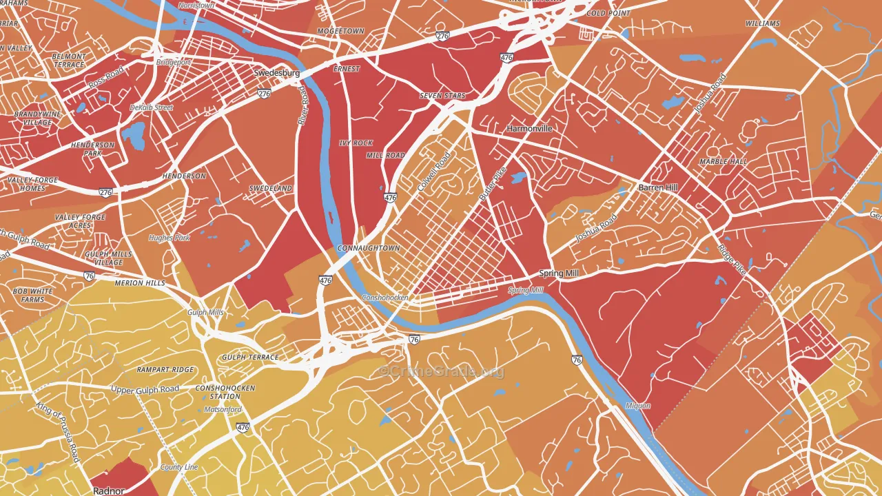 19428, PA Map of Vehicle Theft Rates