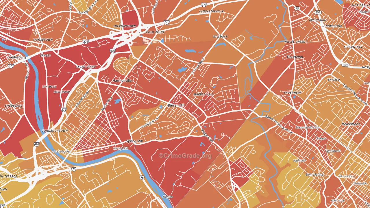 19444, PA Map of Vehicle Theft Rates