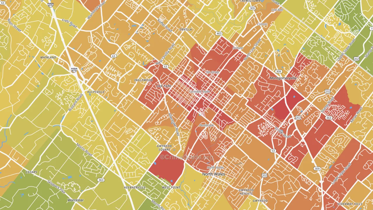 19446, PA Map of Vehicle Theft Rates