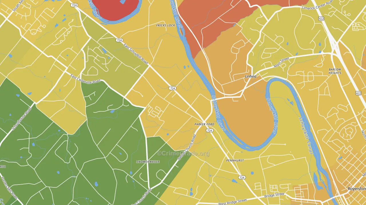 19457, PA Map of Vehicle Theft Rates