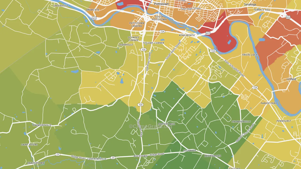 19465, PA Map of Vehicle Theft Rates