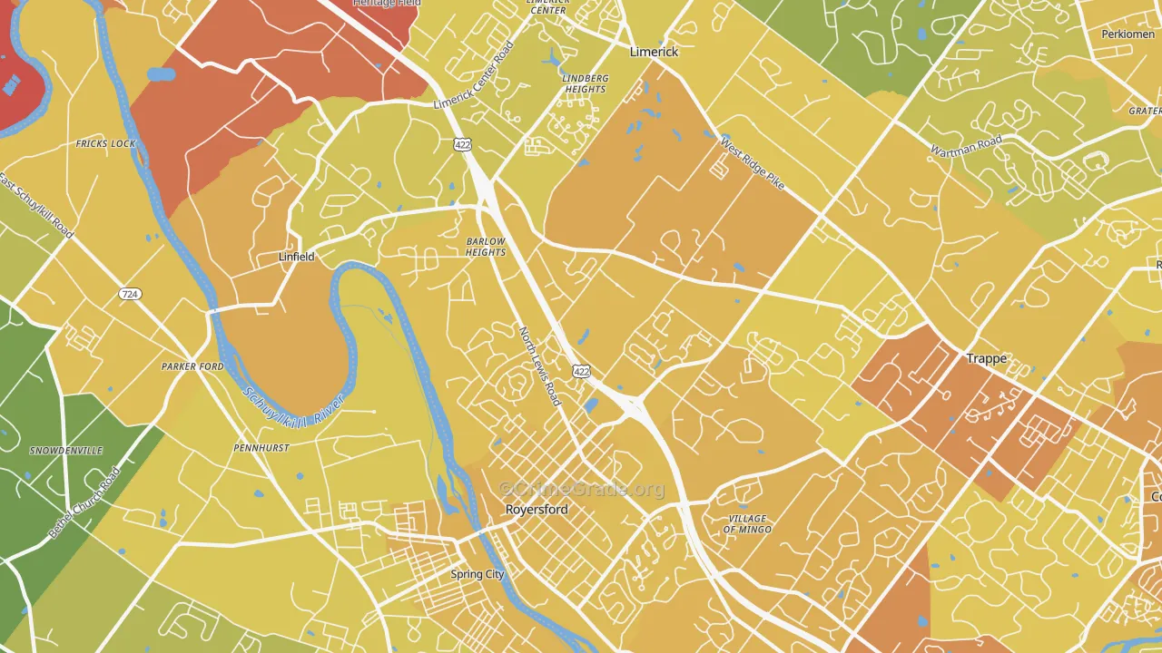 19468, PA Map of Vehicle Theft Rates
