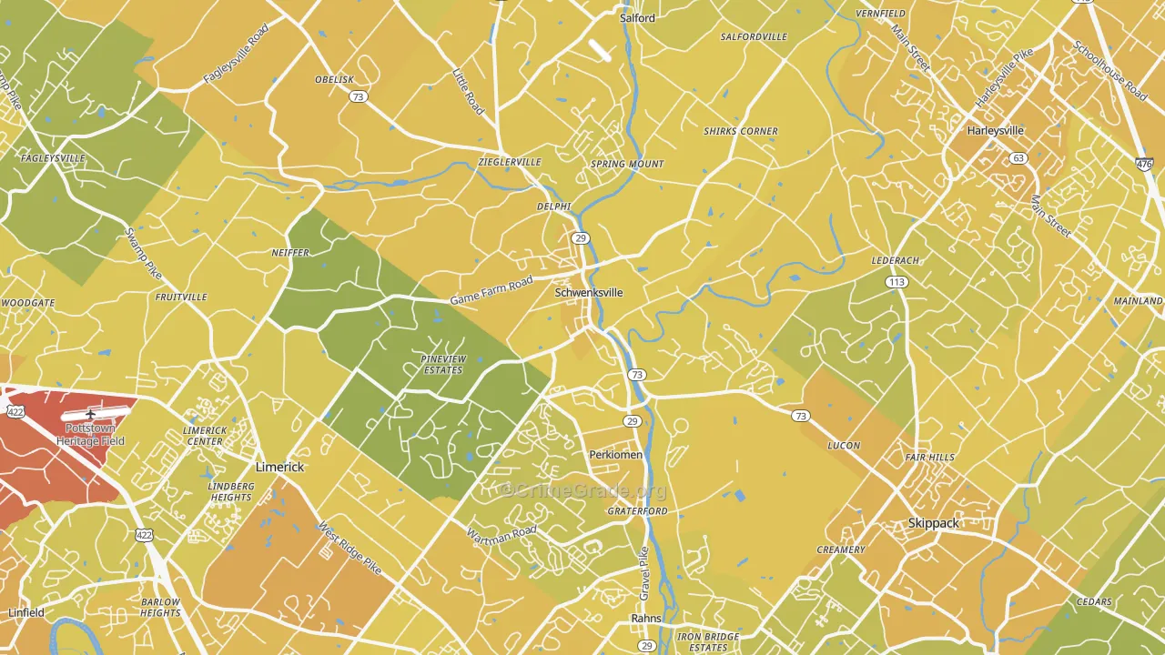 19473, PA Map of Vehicle Theft Rates