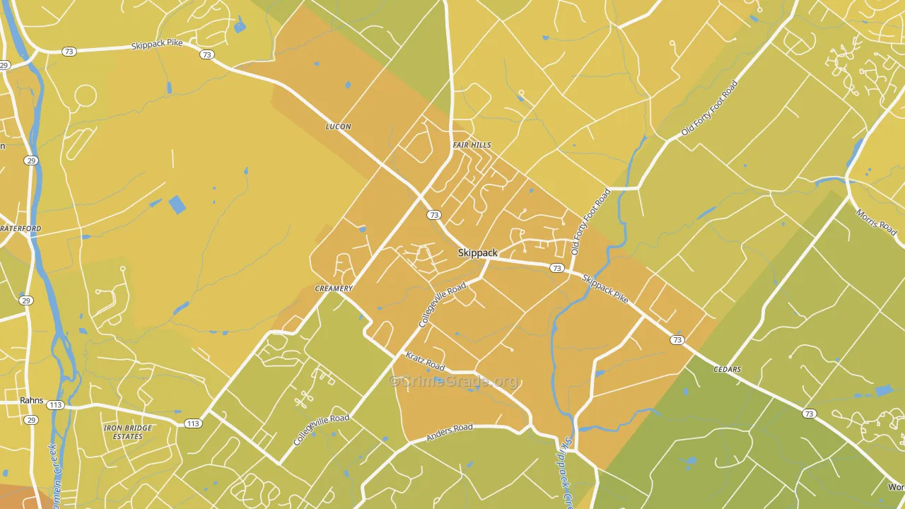 19474, PA Map of Vehicle Theft Rates