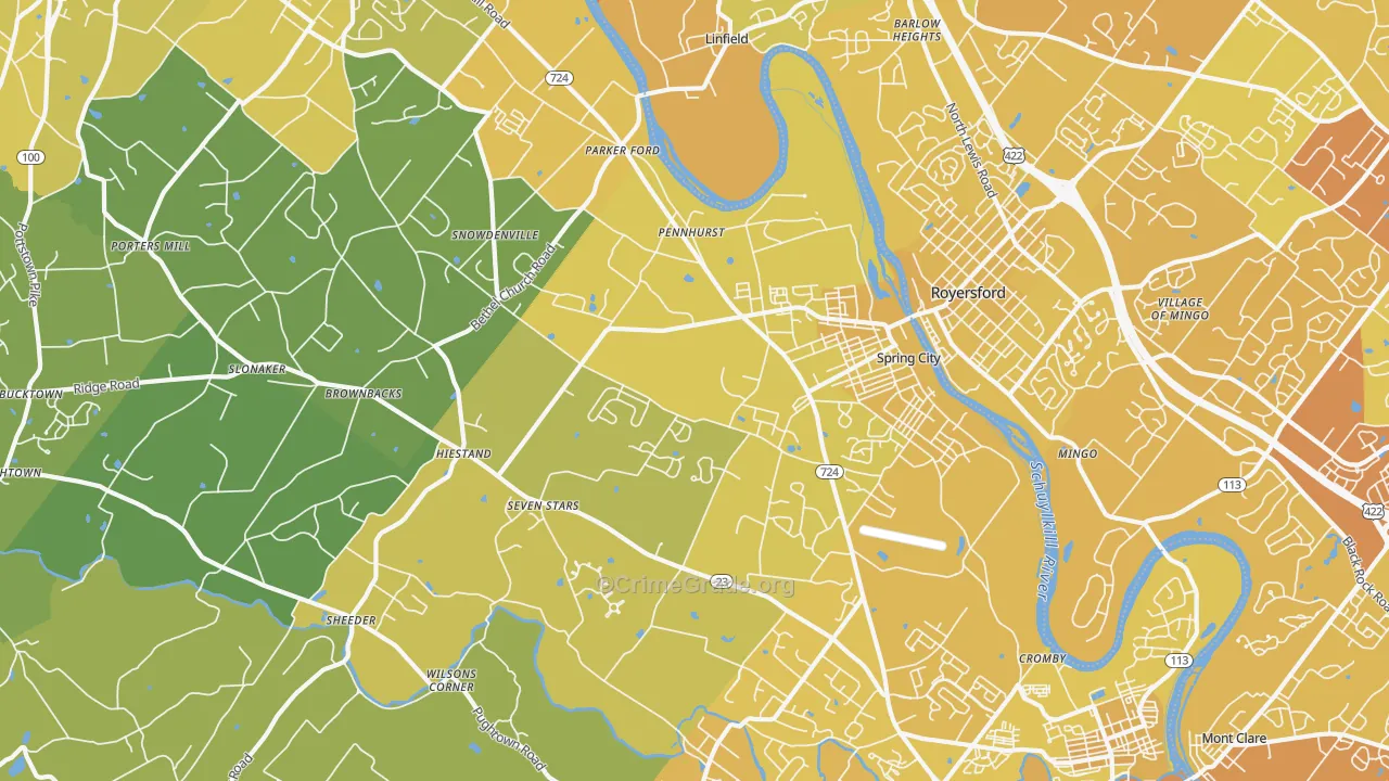 19475, PA Map of Vehicle Theft Rates