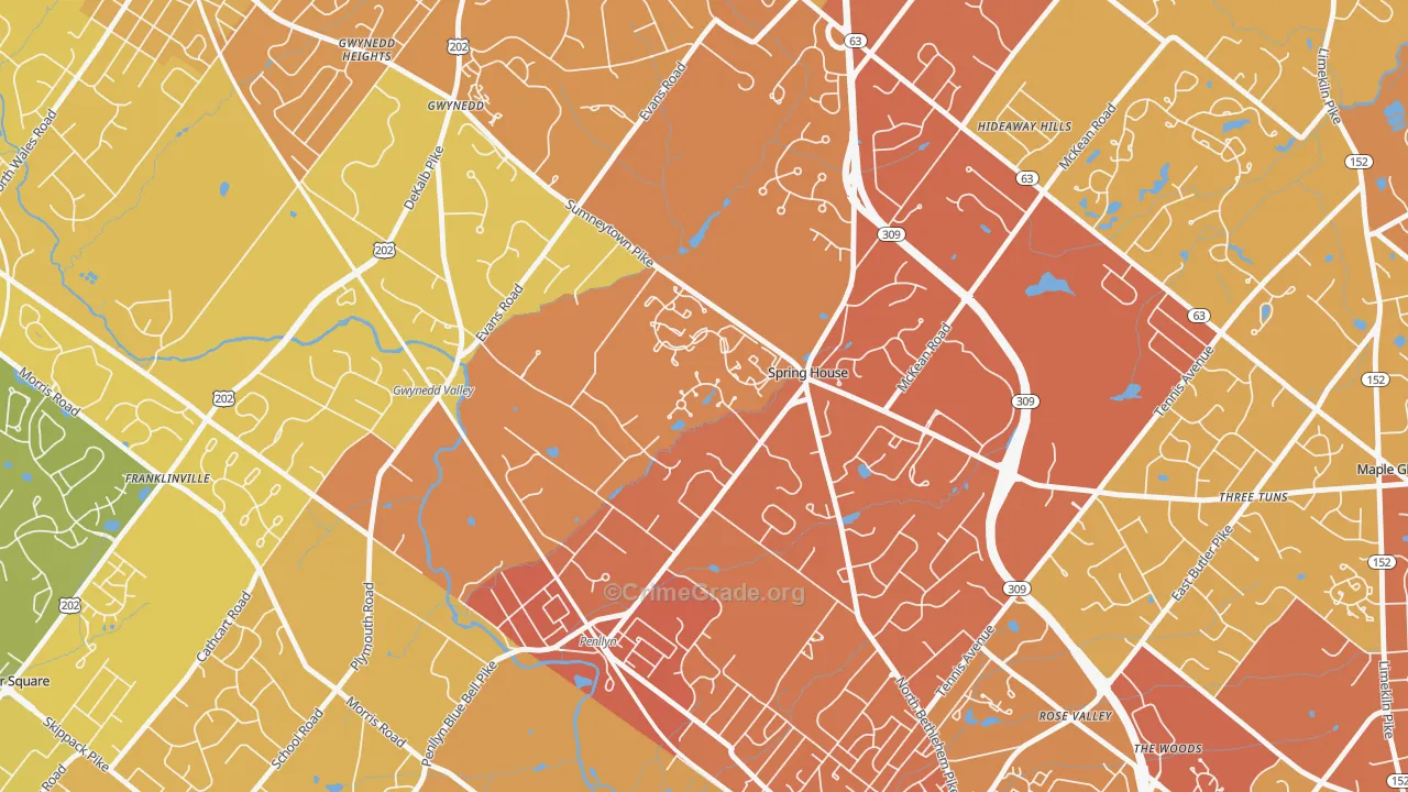 19477, PA Map of Vehicle Theft Rates