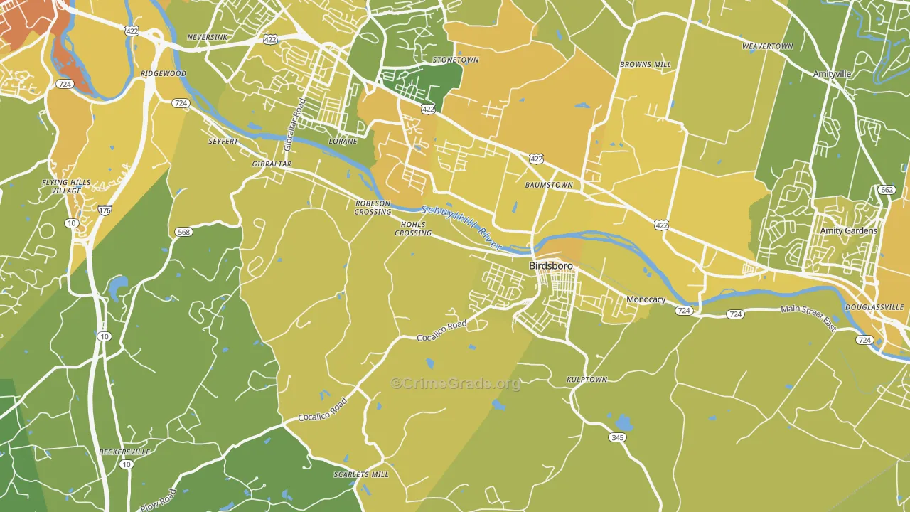 19508, PA Map of Vehicle Theft Rates