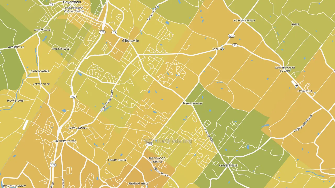 19525, PA Map of Vehicle Theft Rates
