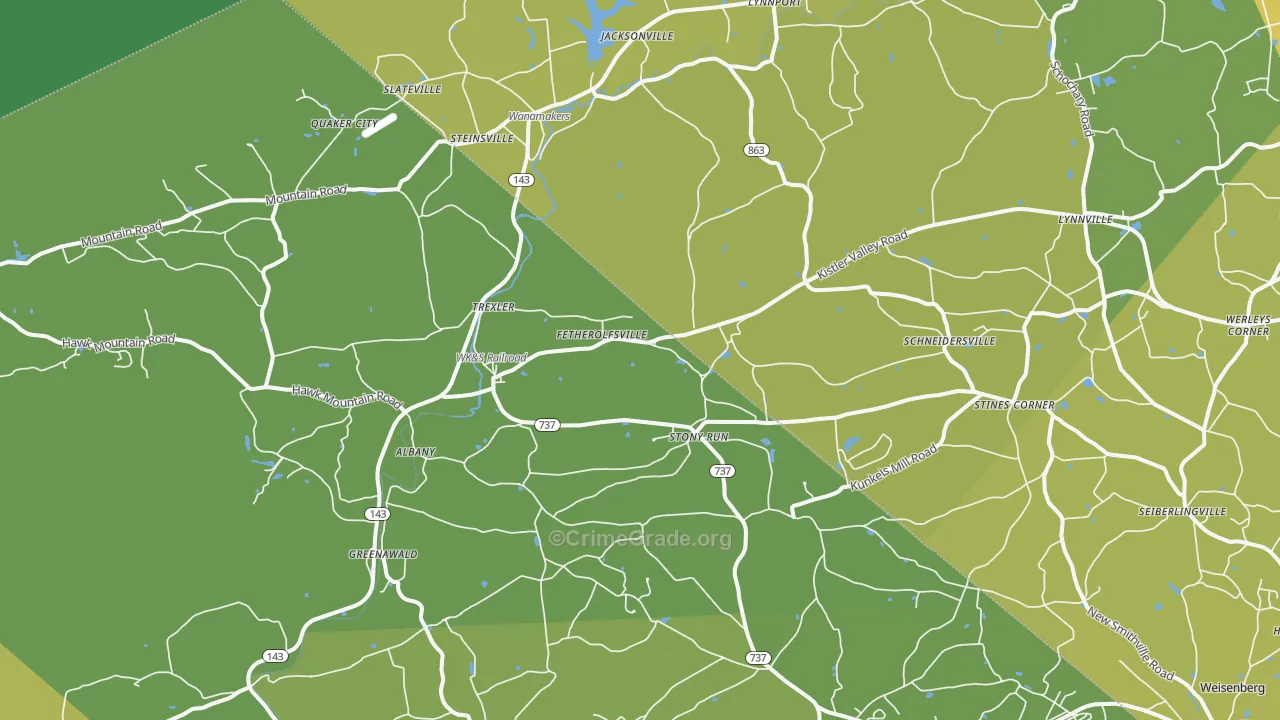 19529, PA Map of Vehicle Theft Rates