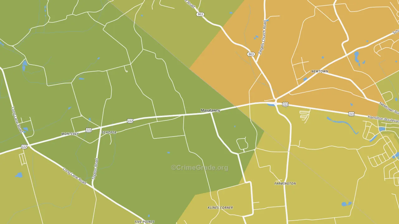 19538, PA Map of Vehicle Theft Rates