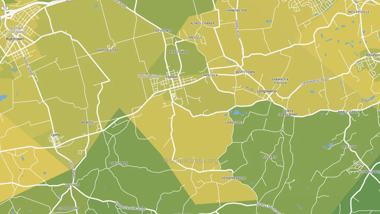 19539, PA Map of Vehicle Theft Rates