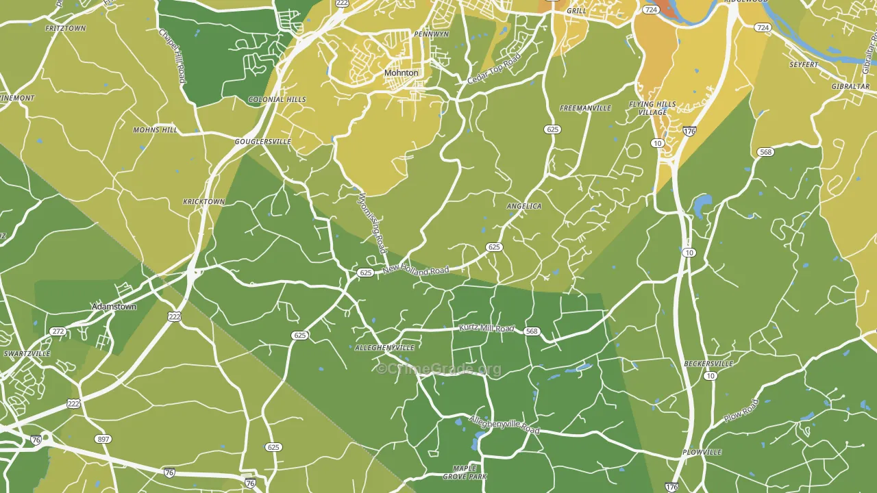 19540, PA Map of Vehicle Theft Rates