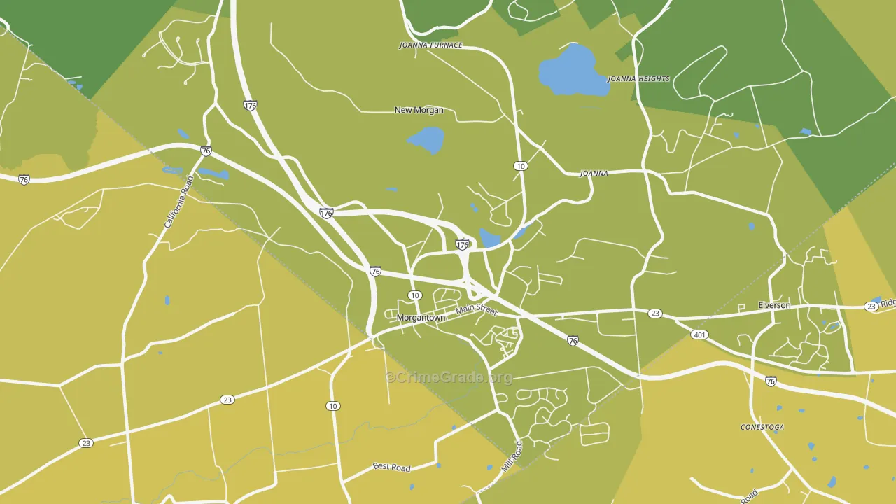 19543, PA Map of Vehicle Theft Rates