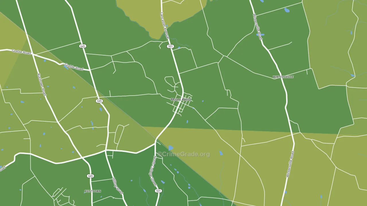 19544, PA Map of Vehicle Theft Rates