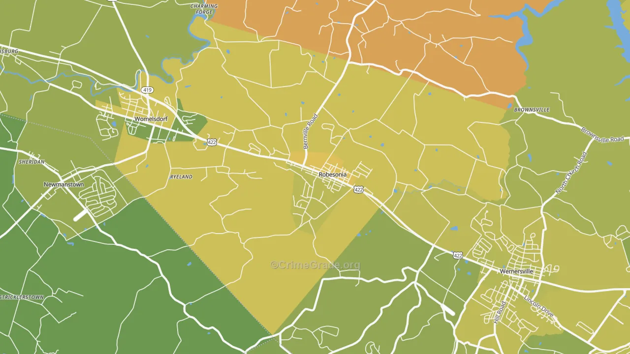 19551, PA Map of Vehicle Theft Rates