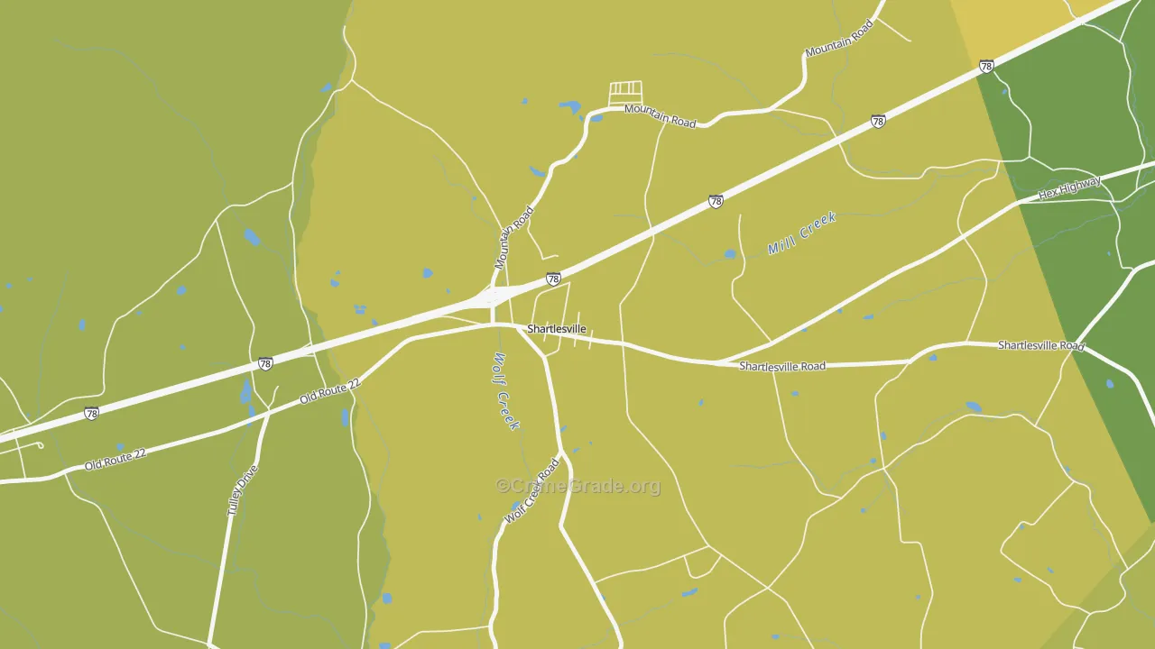 19554, PA Map of Vehicle Theft Rates