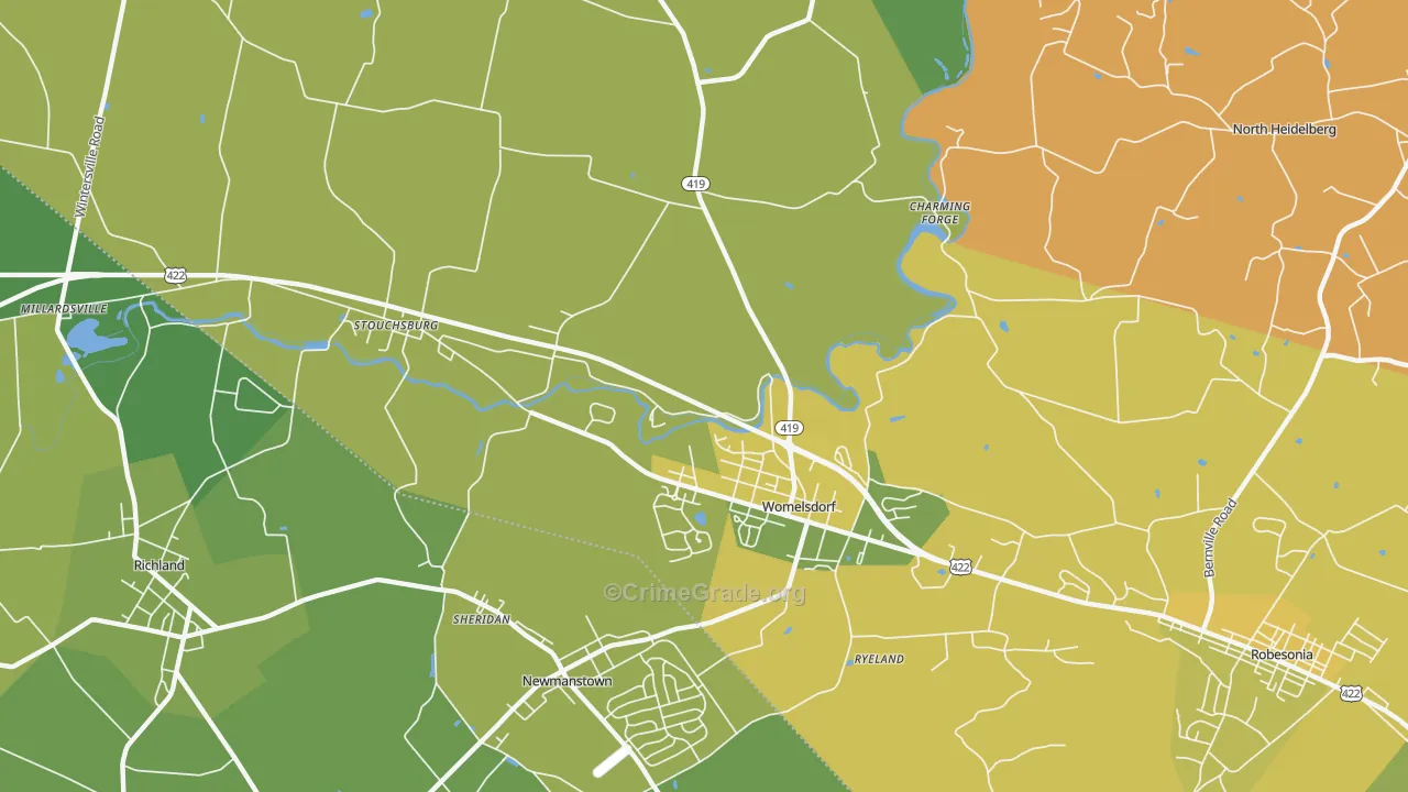 19567, PA Map of Vehicle Theft Rates