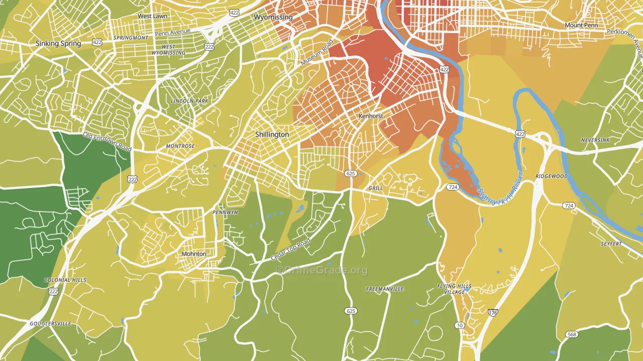 19607, PA Map of Vehicle Theft Rates