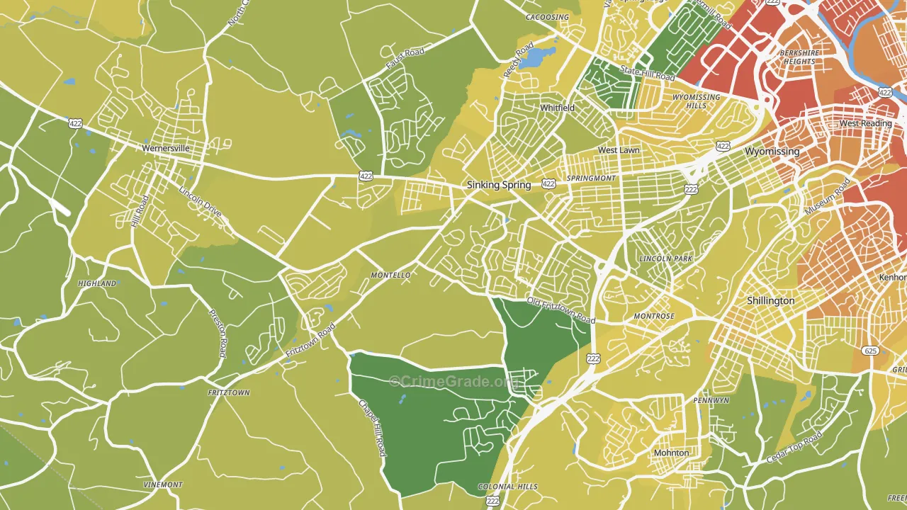 19608, PA Map of Vehicle Theft Rates