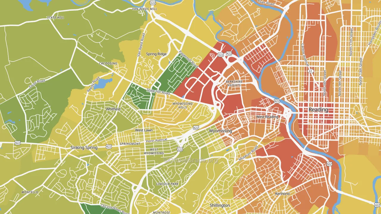 19610, PA Map of Vehicle Theft Rates