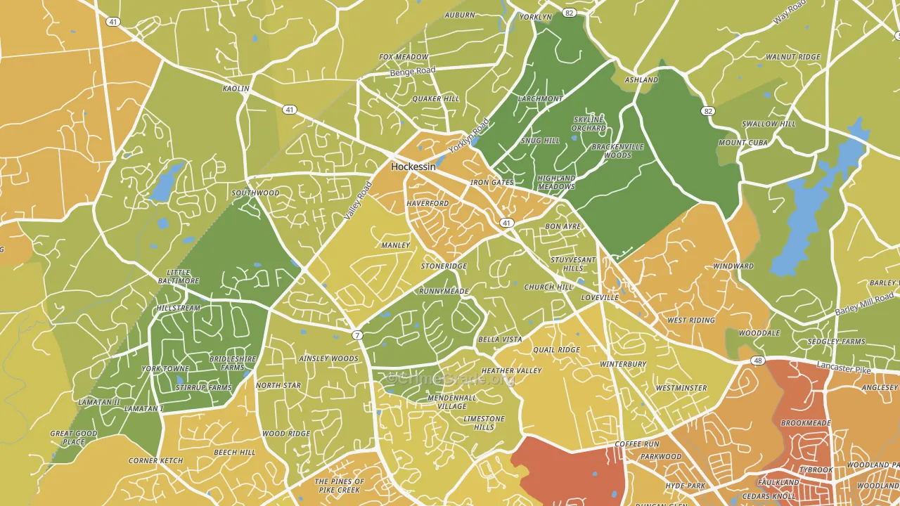 19707, DE Map of Vehicle Theft Rates