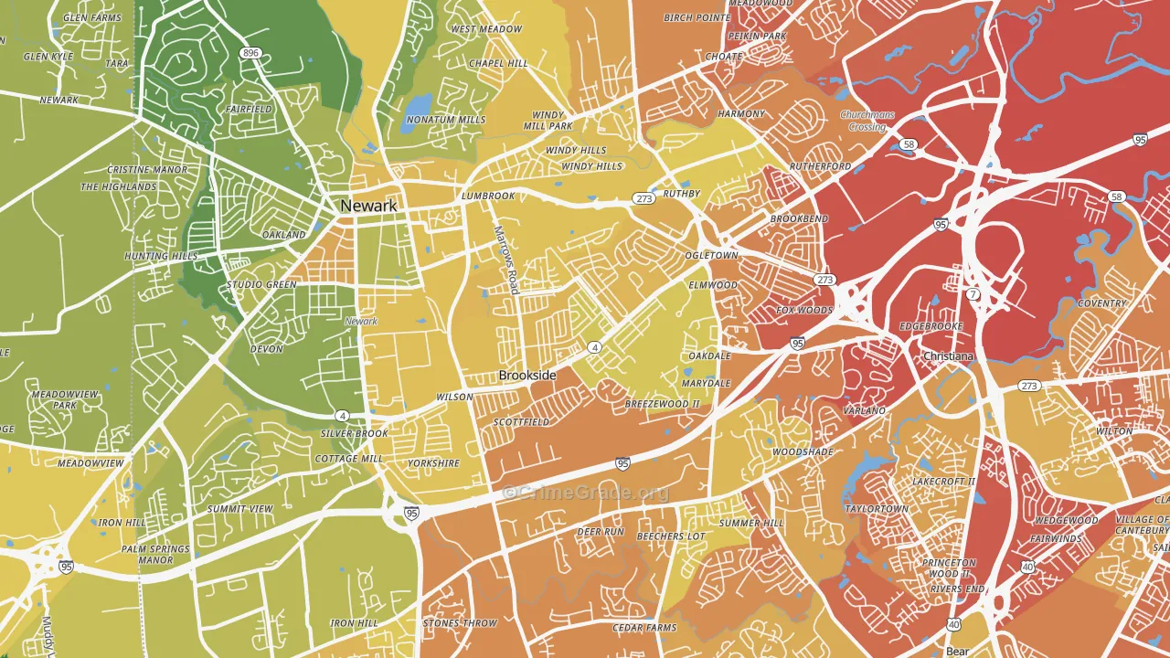 19713, DE Map of Vehicle Theft Rates