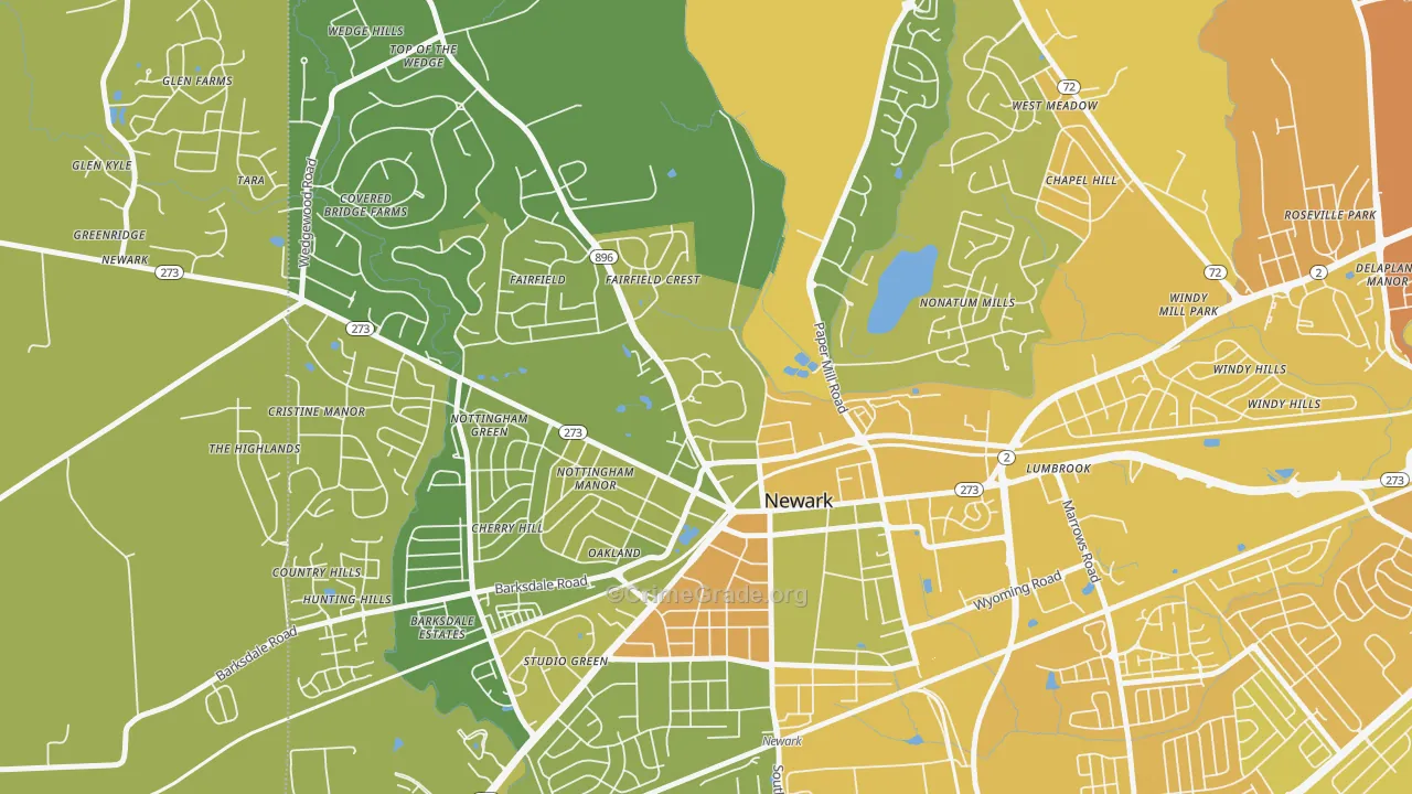 19716, DE Map of Vehicle Theft Rates