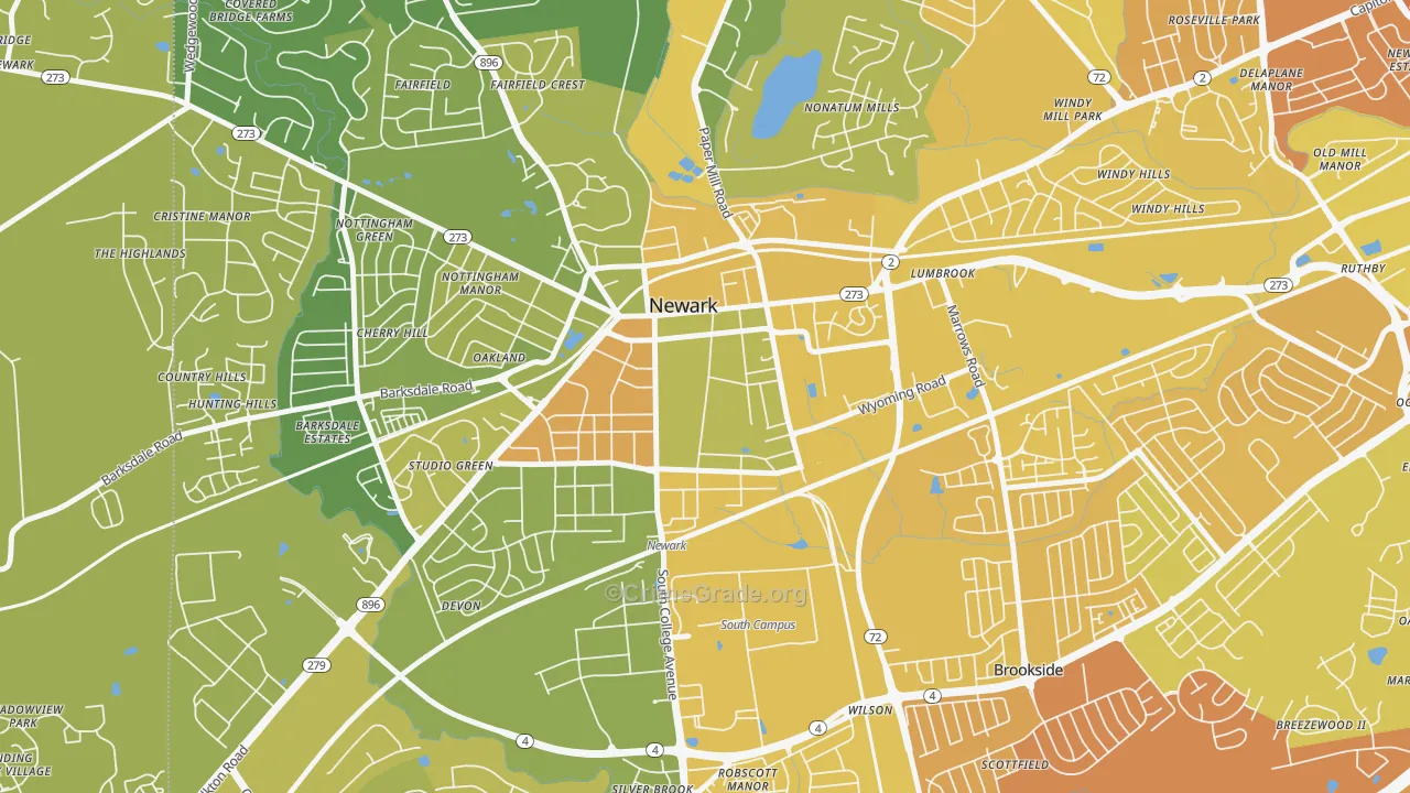 19717, DE Map of Vehicle Theft Rates