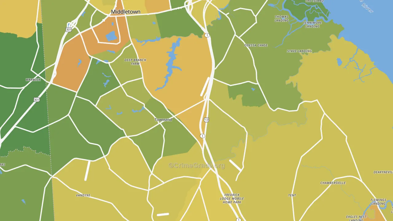 19734, DE Map of Vehicle Theft Rates