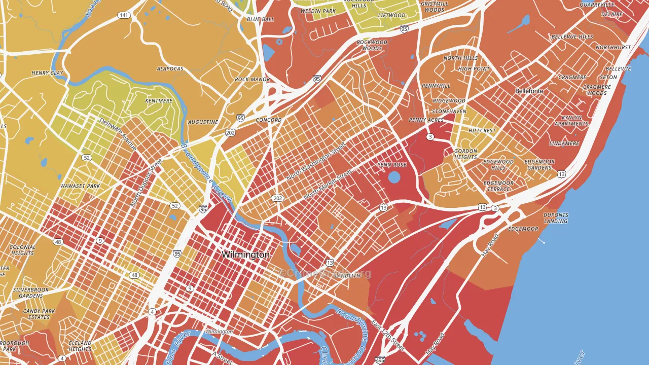 19802, DE Map of Vehicle Theft Rates