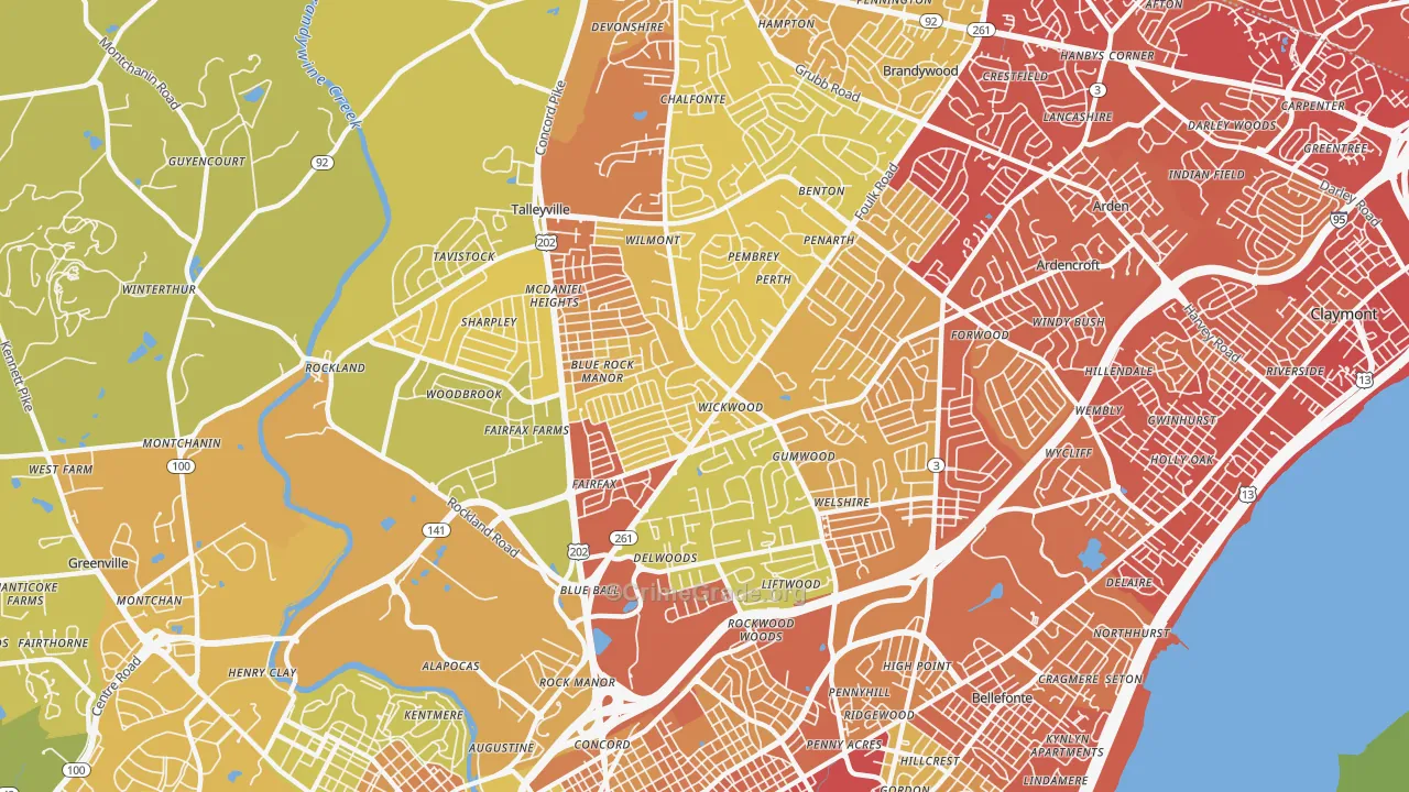 19803, DE Map of Vehicle Theft Rates