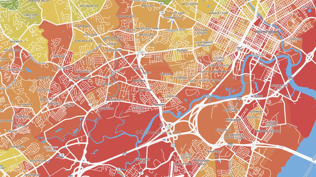 19804, DE Map of Vehicle Theft Rates