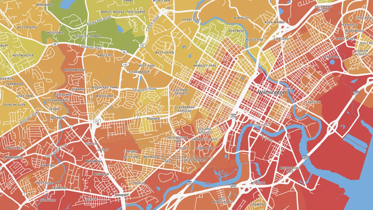 19805, DE Map of Vehicle Theft Rates