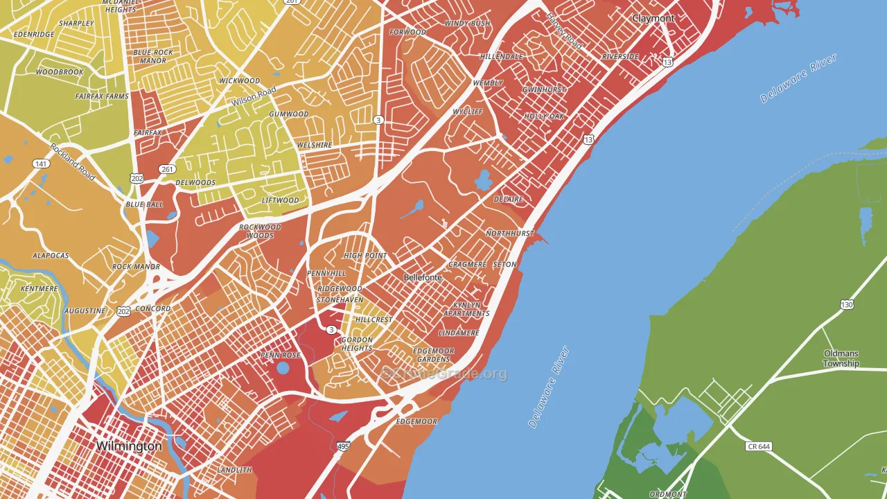 19809, DE Map of Vehicle Theft Rates
