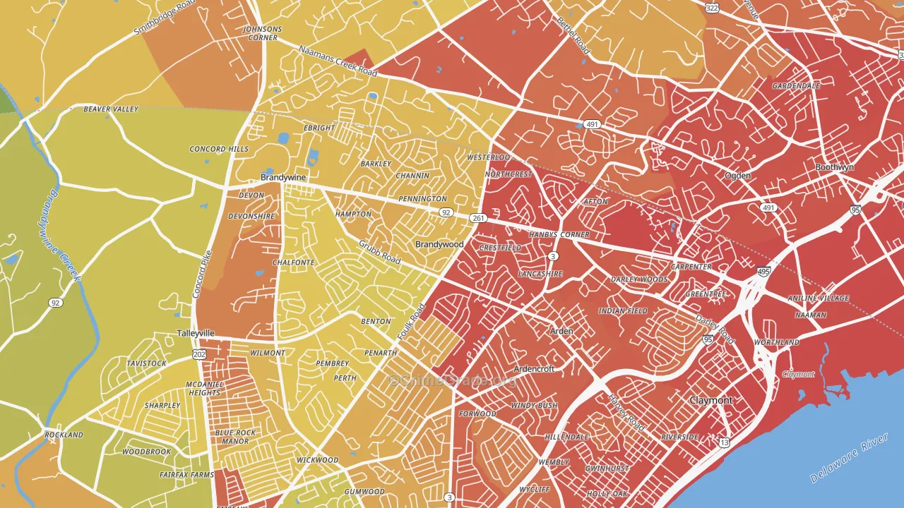 19810, DE Map of Vehicle Theft Rates