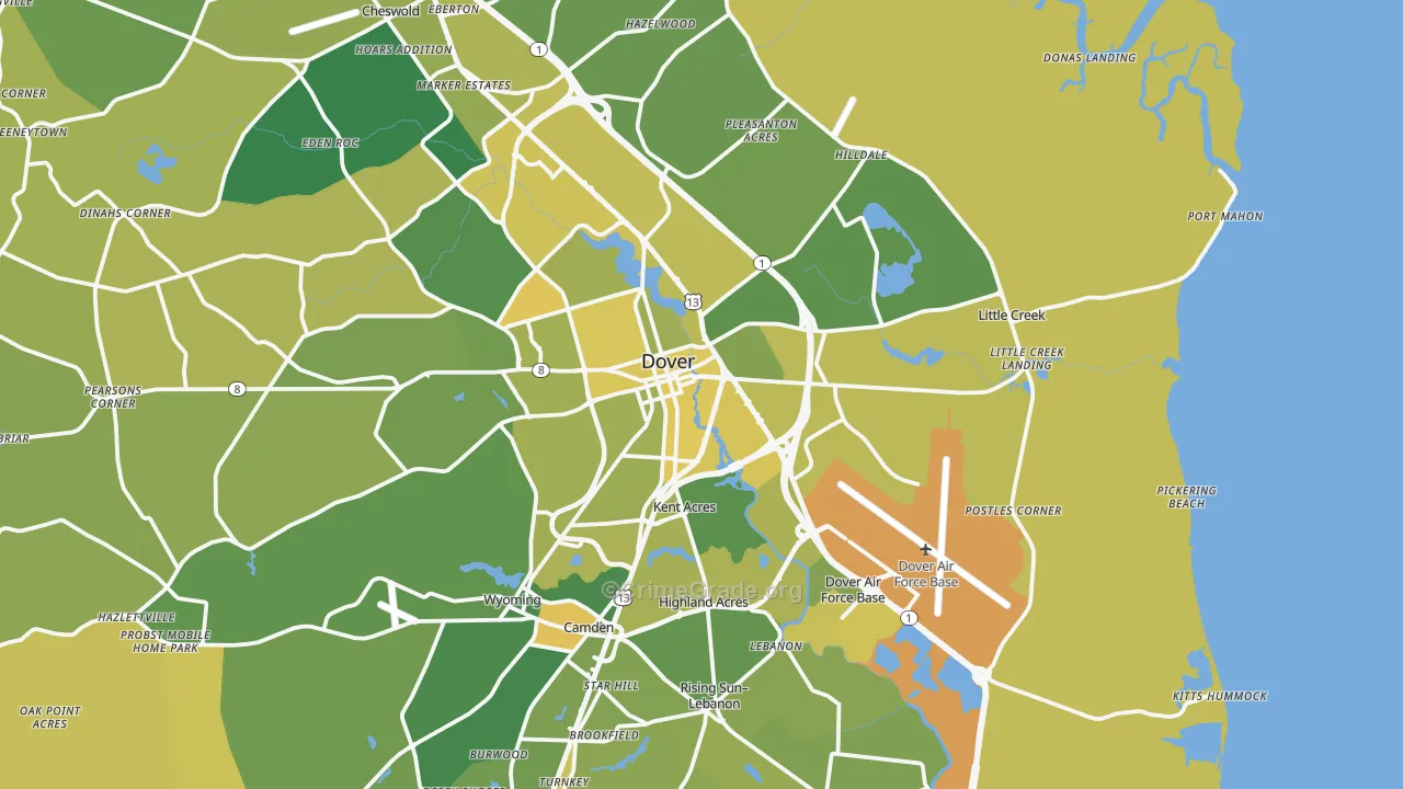 19901, DE Map of Vehicle Theft Rates