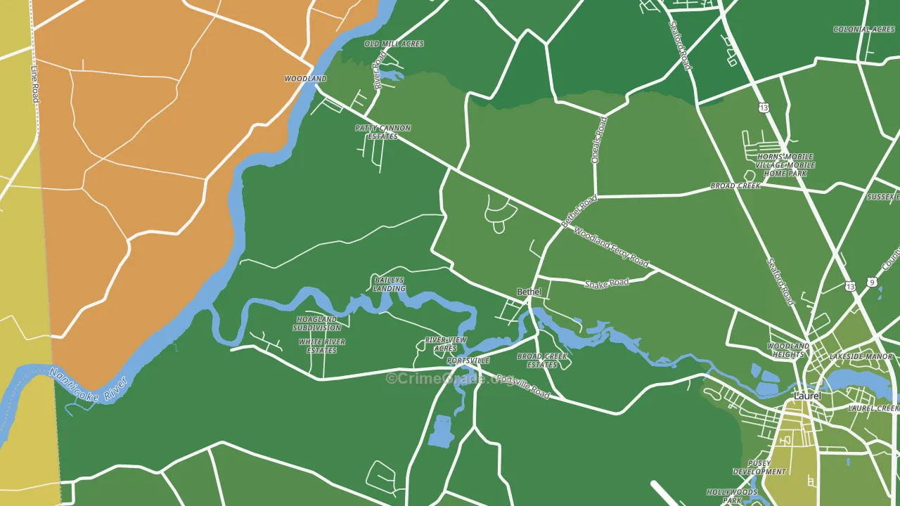 19931, DE Map of Vehicle Theft Rates