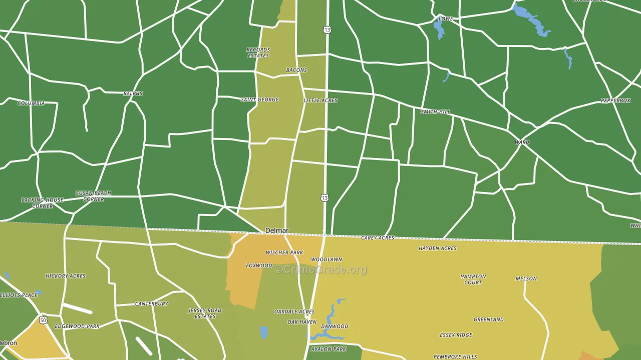 19940, DE Map of Vehicle Theft Rates