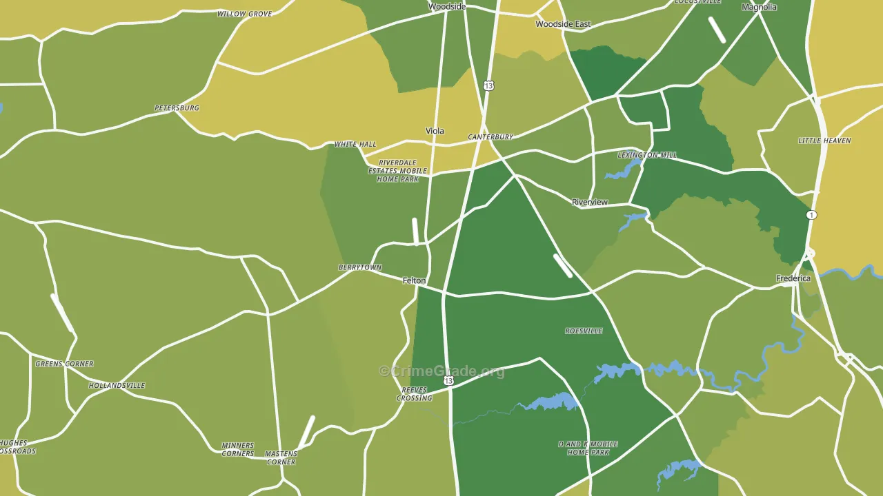 19943, DE Map of Vehicle Theft Rates