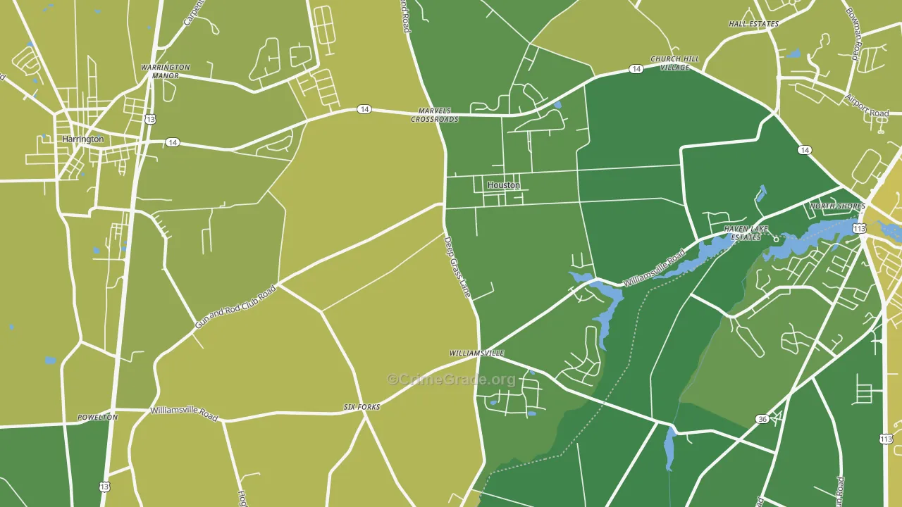19954, DE Map of Vehicle Theft Rates