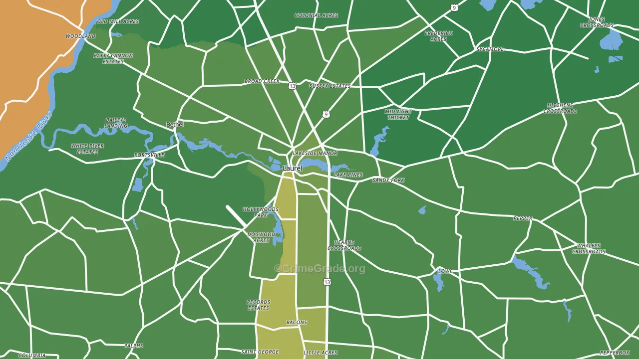 19956, DE Map of Vehicle Theft Rates