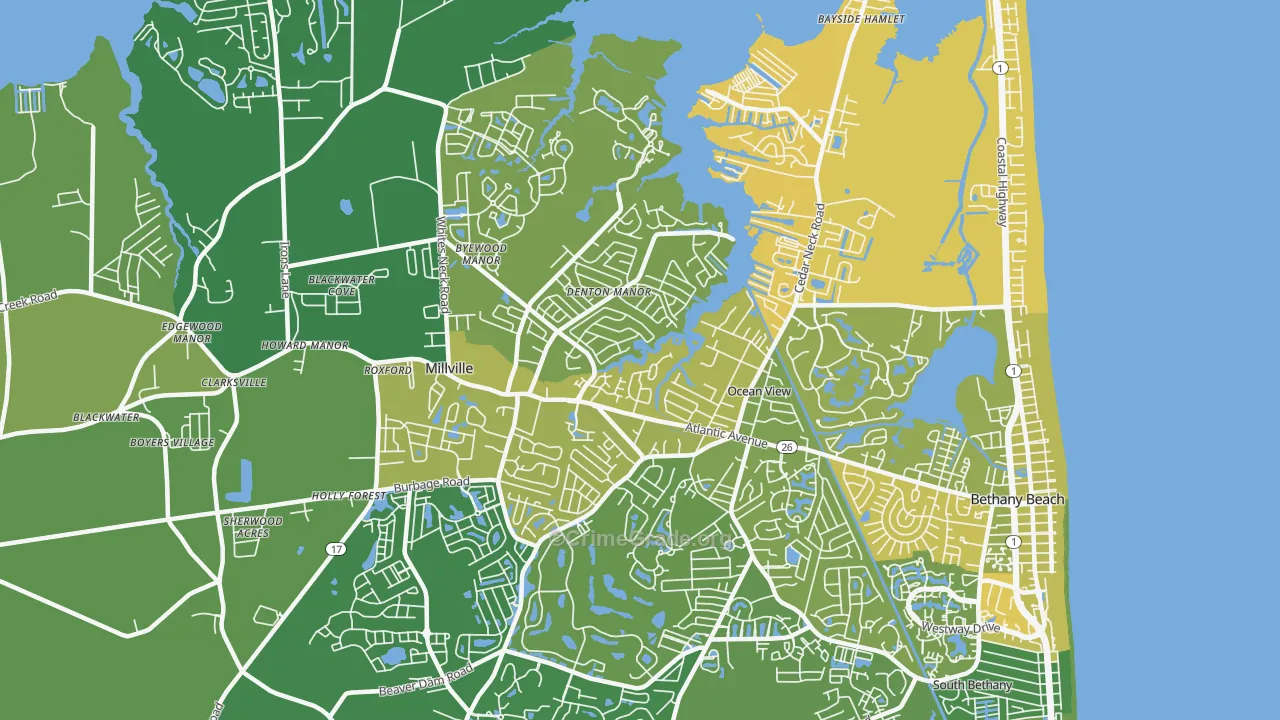 19970, DE Map of Vehicle Theft Rates