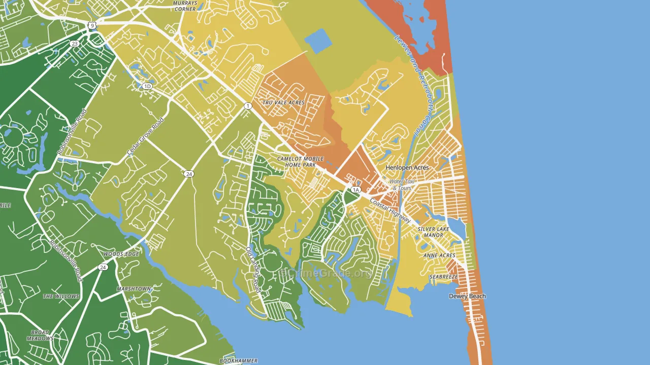 19971, DE Map of Vehicle Theft Rates
