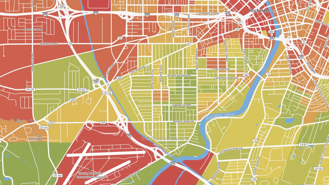 19th Ward, Rochester, NY Map of Vehicle Theft Rates