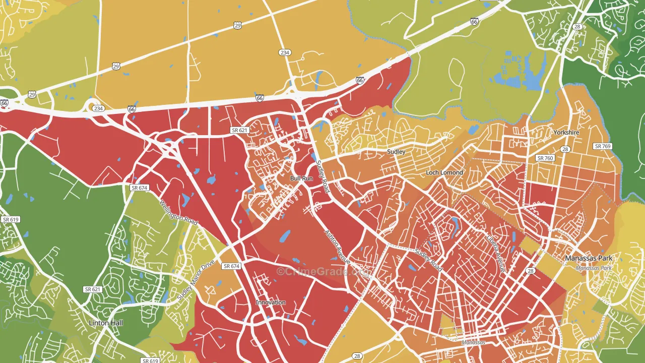 20109, VA Map of Vehicle Theft Rates